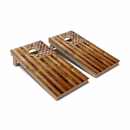 Wood American Flag All-Weather Cornhole 