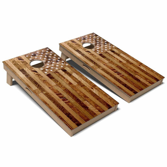 Wood American Flag Cornhole Board Set