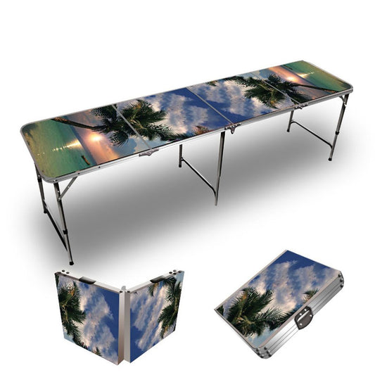 Sunset Palm Beer Pong Table