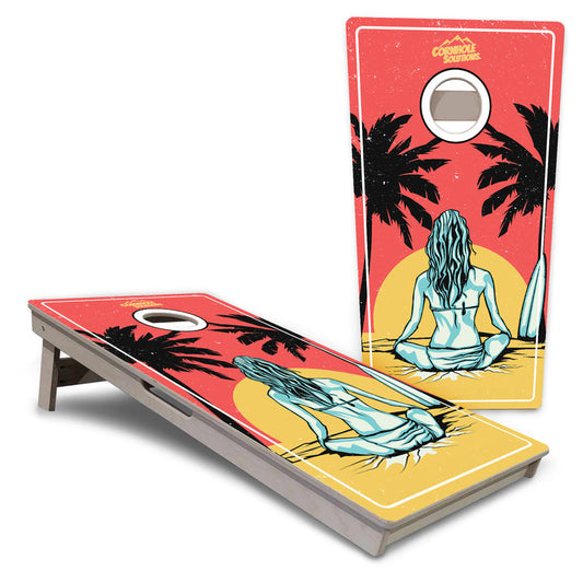 Sunset Girl Pro All-Weather Cornhole Boards
