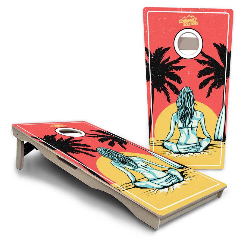 Sunset Girl Pro Solution Cornhole Boards