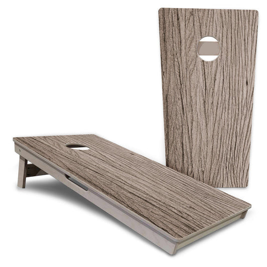 Tan Grey Wood Design Pro Cornhole Boards