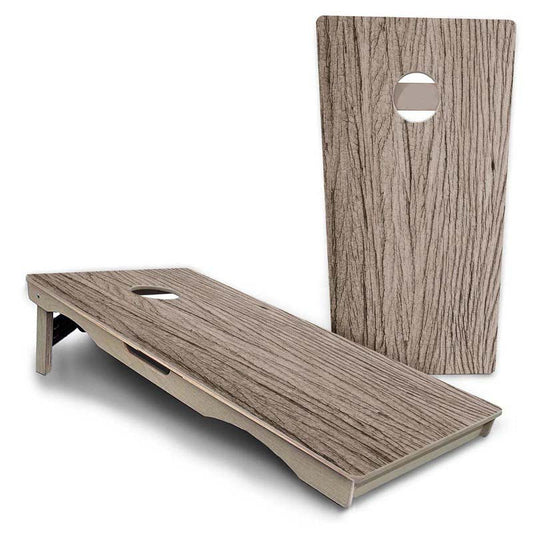 Tan Grey Wood Design Pro Solution Cornhole Boards