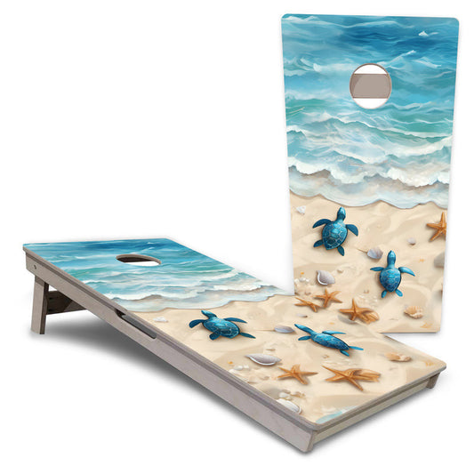 Sea Turtle Beach Scene Pro All-Weather Cornhole Boards