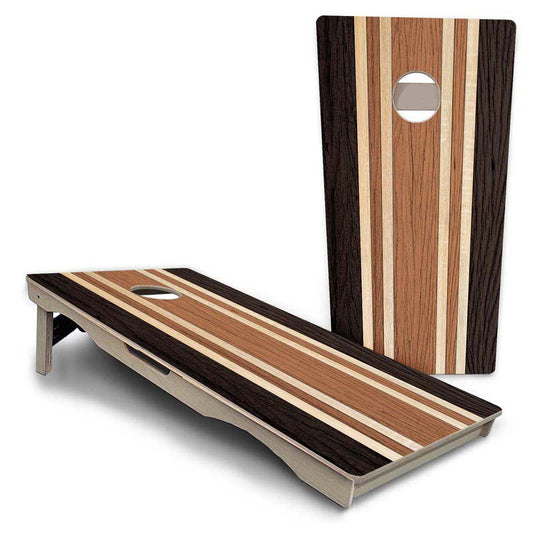 Brown Two Tone Stripes Pro Solution Cornhole Boards