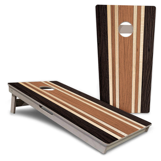 Brown Two Tone Stripes Pro All-Weather Cornhole Boards