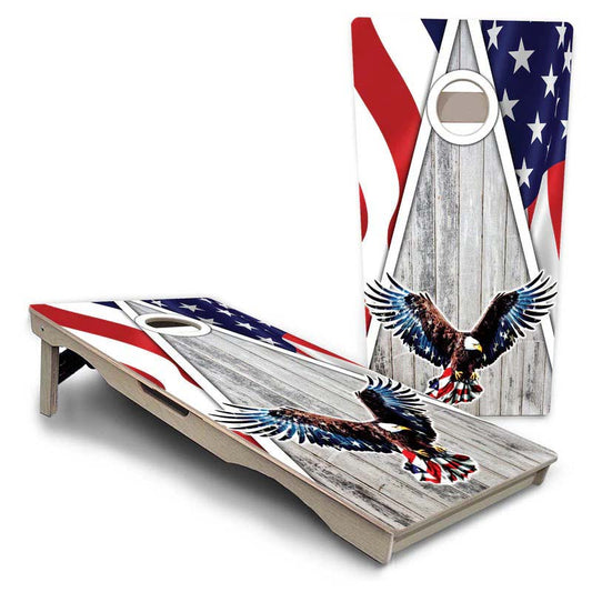 Eagle Triangle Whitewash Pro Solution Cornhole Boards