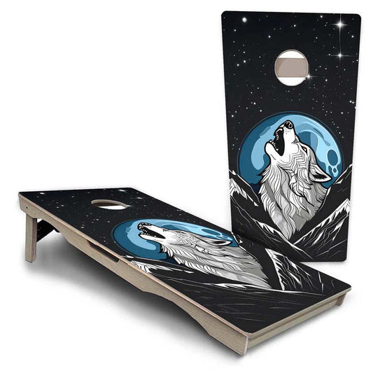 Wolf Howling at the Moon Pro Solution Cornhole Boards