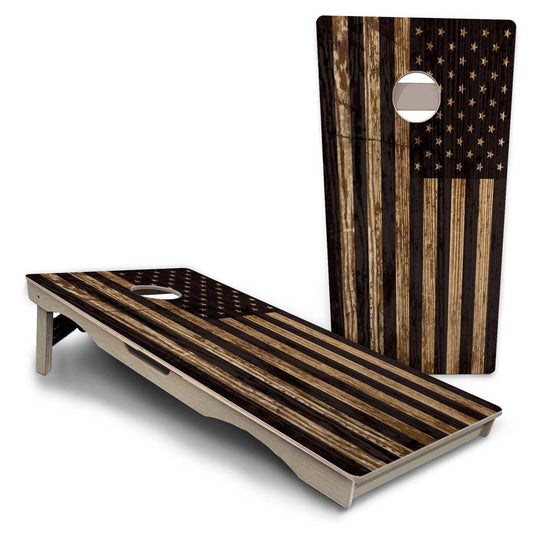 Rustic American Flag Pro Solution Cornhole Boards