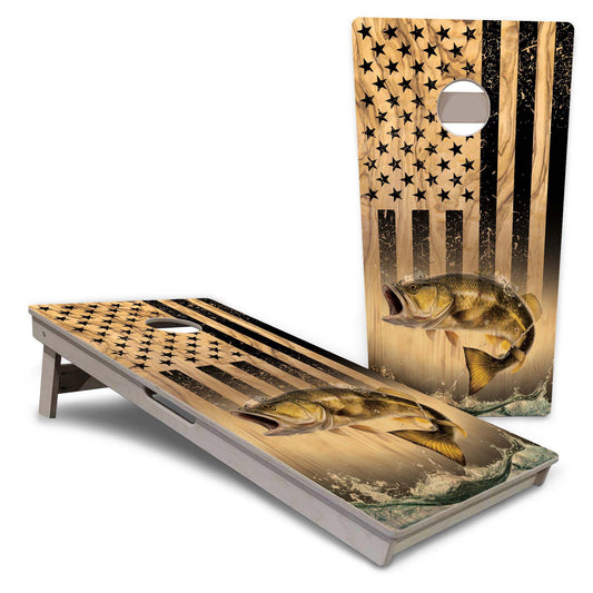Light Wood Flag Fish Pro Cornhole Boards
