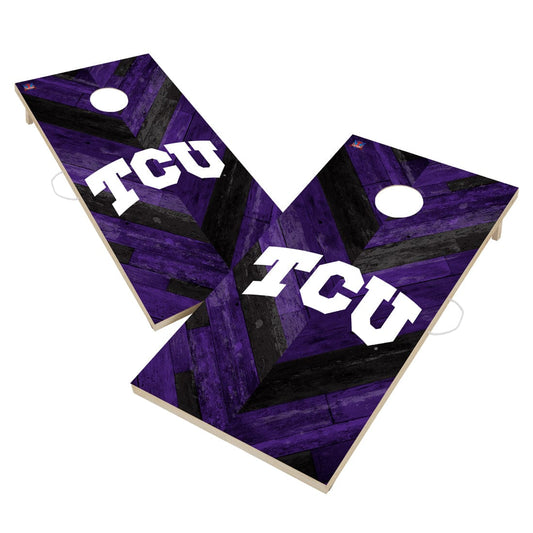 Texas Christian University Horned Frogs TCU Cornhole Board Set - Herringbone Design