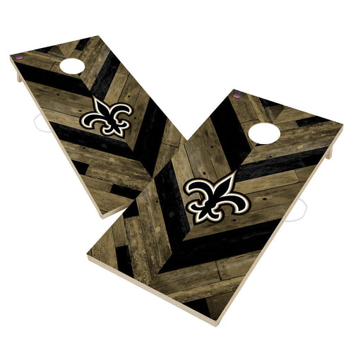 New Orleans Saints NFL Cornhole Board Set - Herringbone Design