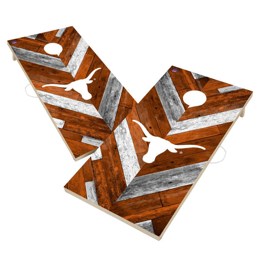 Texas Longhorns - Cornhole Board Set - Herringbone Design