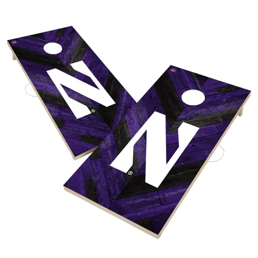 Northwestern Wildcats Cornhole Board Set - Herringbone Design