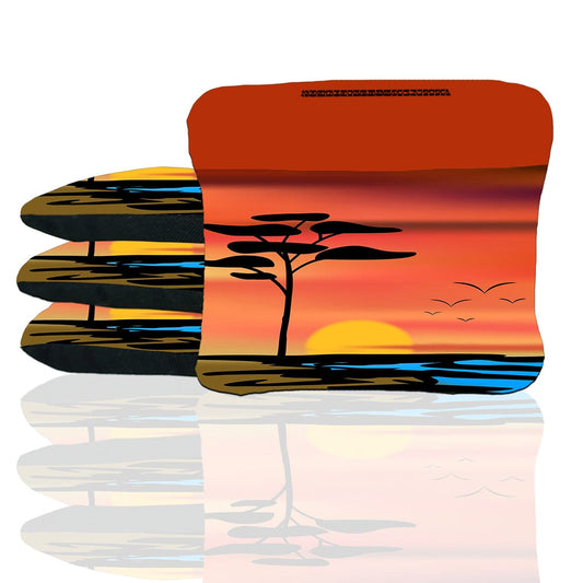 Pixel Sunset Stick & Slide Cornhole Bags