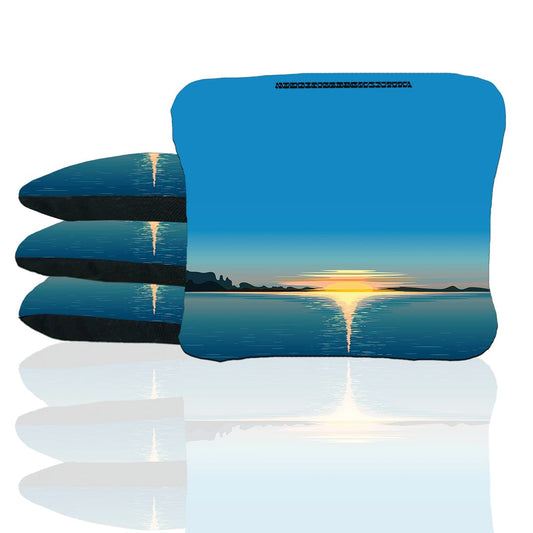 Blue Lake Sunset Stick & Slide Cornhole Bags