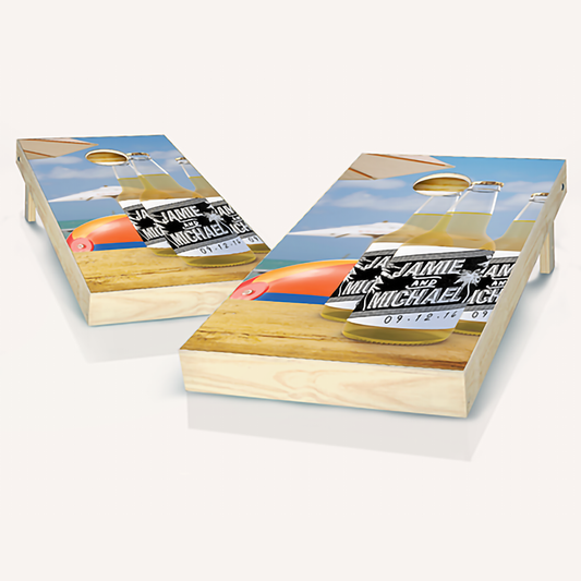Beach Wedding Brew Cornhole Boards