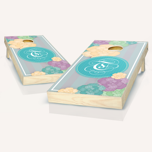 Paper Flowers Monogram Cornhole Boards