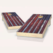 Country rustic american flag cornhole boards
