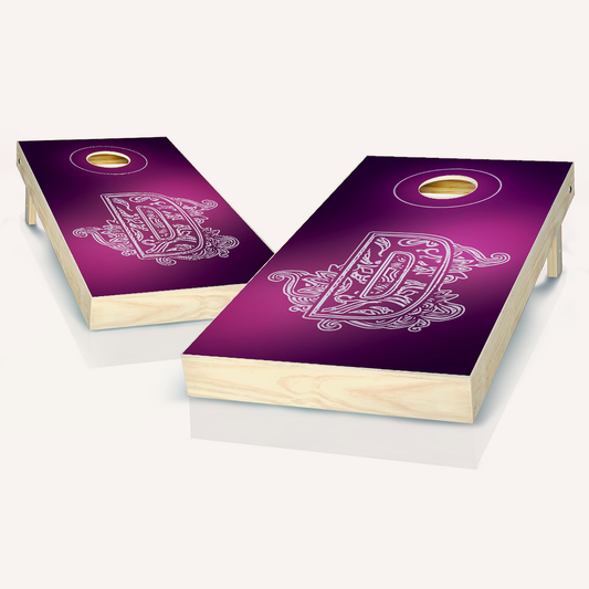 Purple Floral Monogram Cornhole Boards