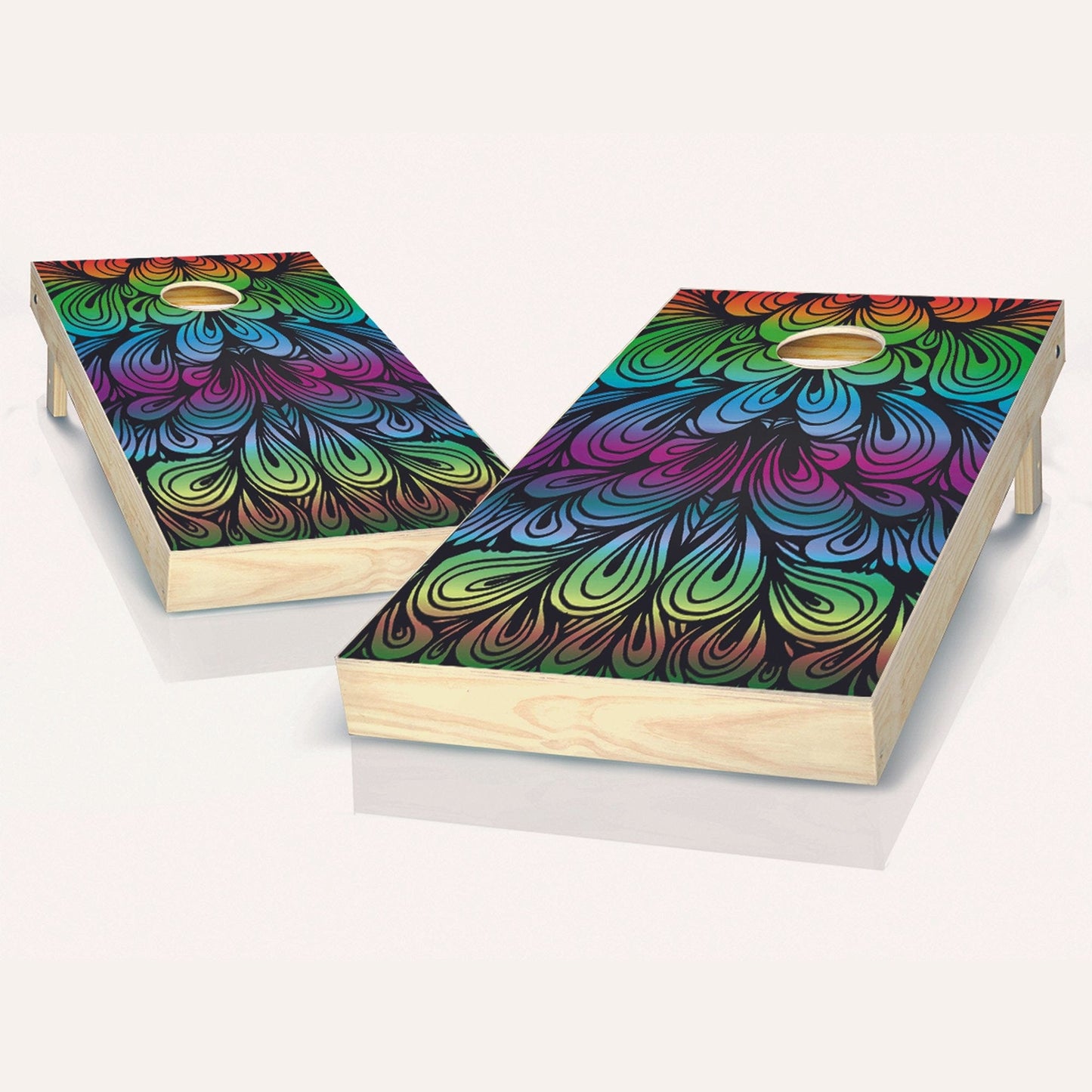 Rainbow Swirl Cornhole Boards