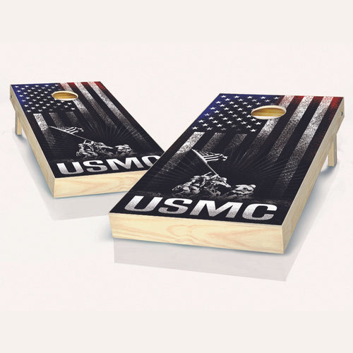 USMC Hanging Stripes Cornhole Boards