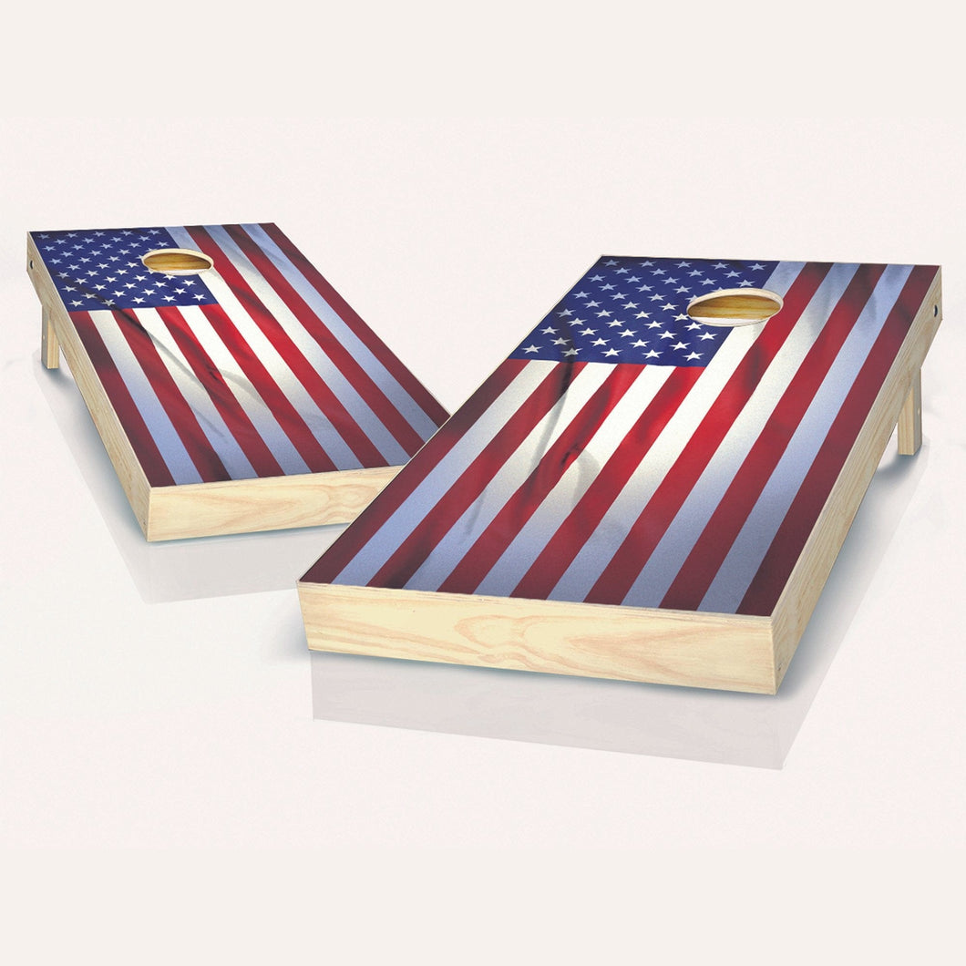 American Flag Wavy Cornhole Boards
