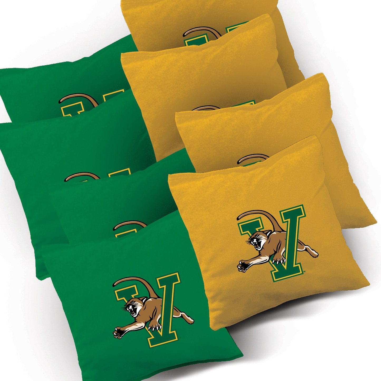 Vermont Catamounts Stained Pyramid team logo corn hole bags