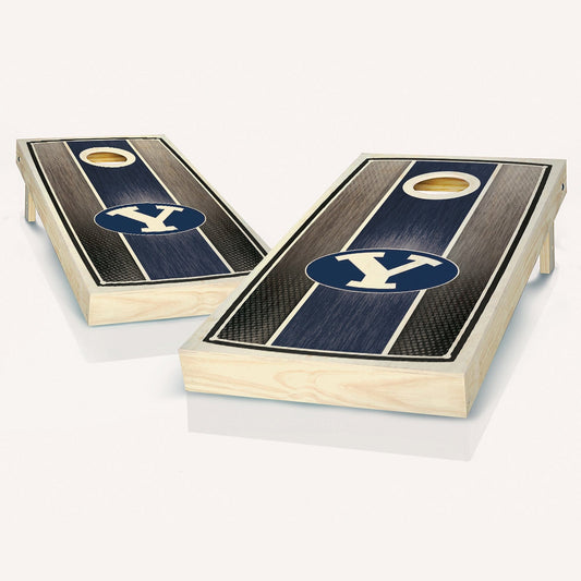 BYU Stained Striped Cornhole Boards