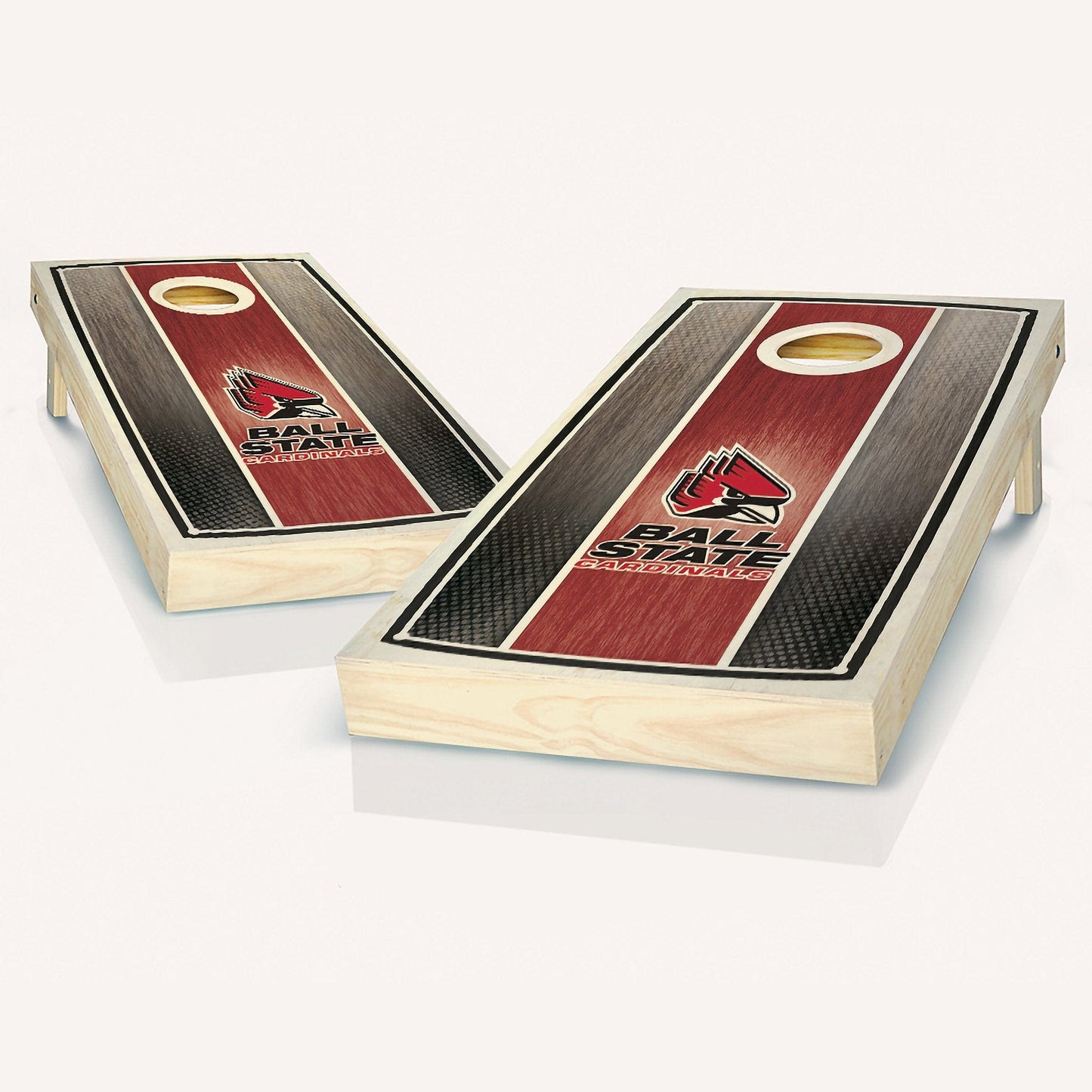 Ball State Cardinals Stained Striped Cornhole Boards