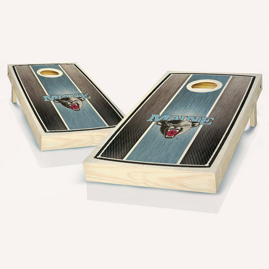 Maine Black Bears Stained Stripe Cornhole Boards