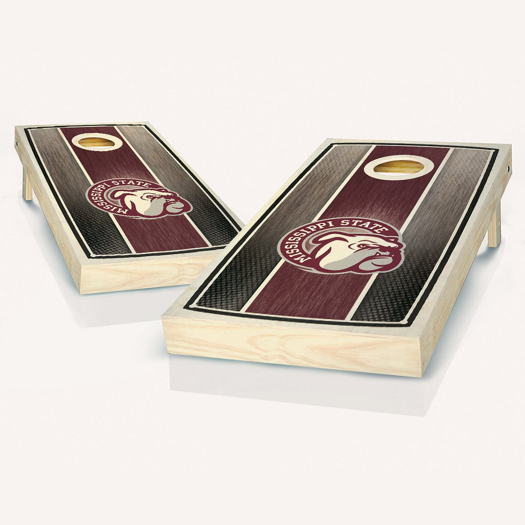 Mississippi State Stained Striped Cornhole Boards