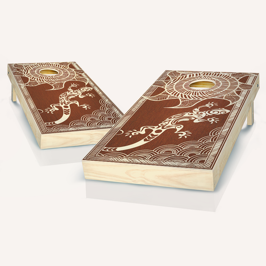 Tribal Lizard Rosewood Cornhole Boards