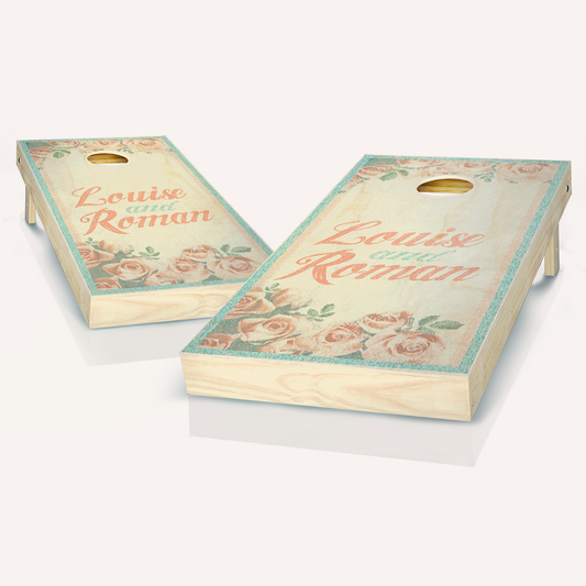 Vintage Rose Wedding Cornhole Boards