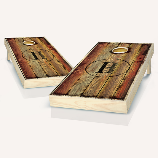 Burned Wood Monogram Cornhole Boards