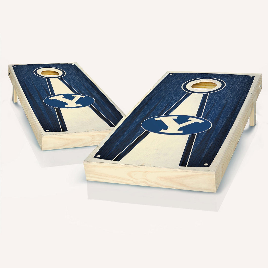 BYU Stained Pyramid Cornhole Boards