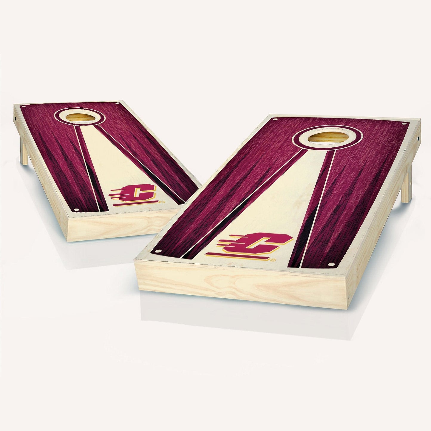 Central Michigan Stained Pyramid Cornhole Boards