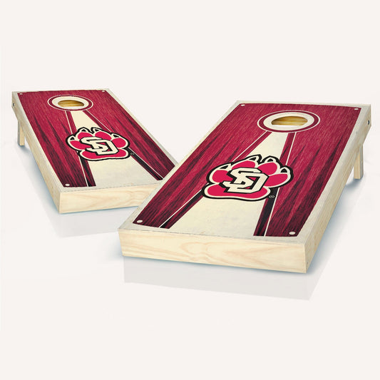 South Dakota Coyotes Stained Pyramid Cornhole Boards