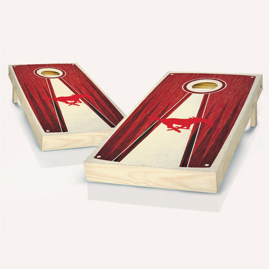 SMU Mustangs Stained Pyramid Cornhole Boards