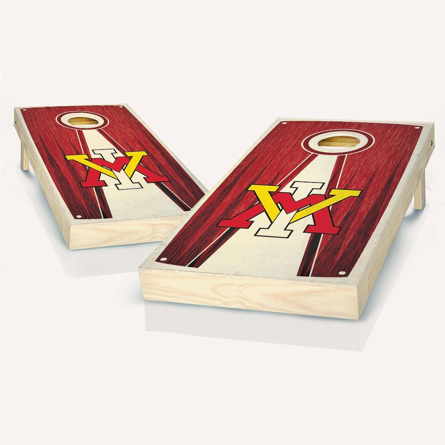 VMI Keydets Stained Pyramid Cornhole Boards