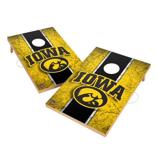 Vintage Iowa Hawkeyes Solid Wood 2x3 Cornhole Set