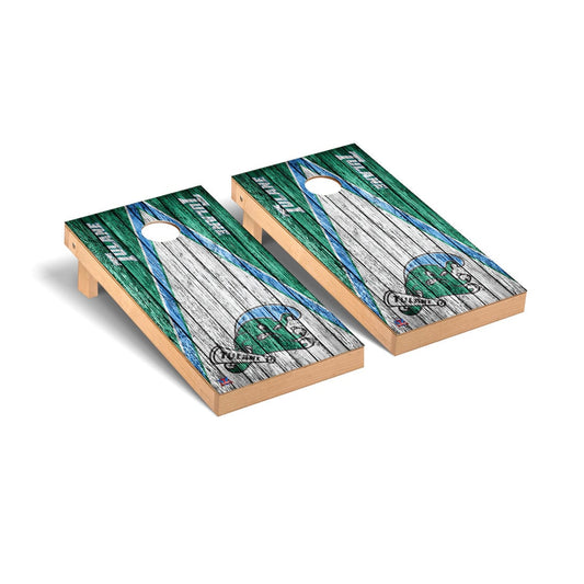 Tulane Green Wave Cornhole Board Set - Triangle Weathered Version