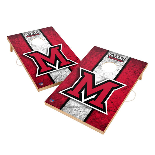 Vintage Miami University RedHawks Solid Wood 2x3 Cornhole Set