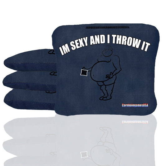 I'm Sexy And I Throw It (Blue) Stick & Slide Cornhole Bags