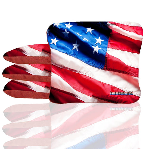 Wavy American Flag Stick & Slide Cornhole Bags