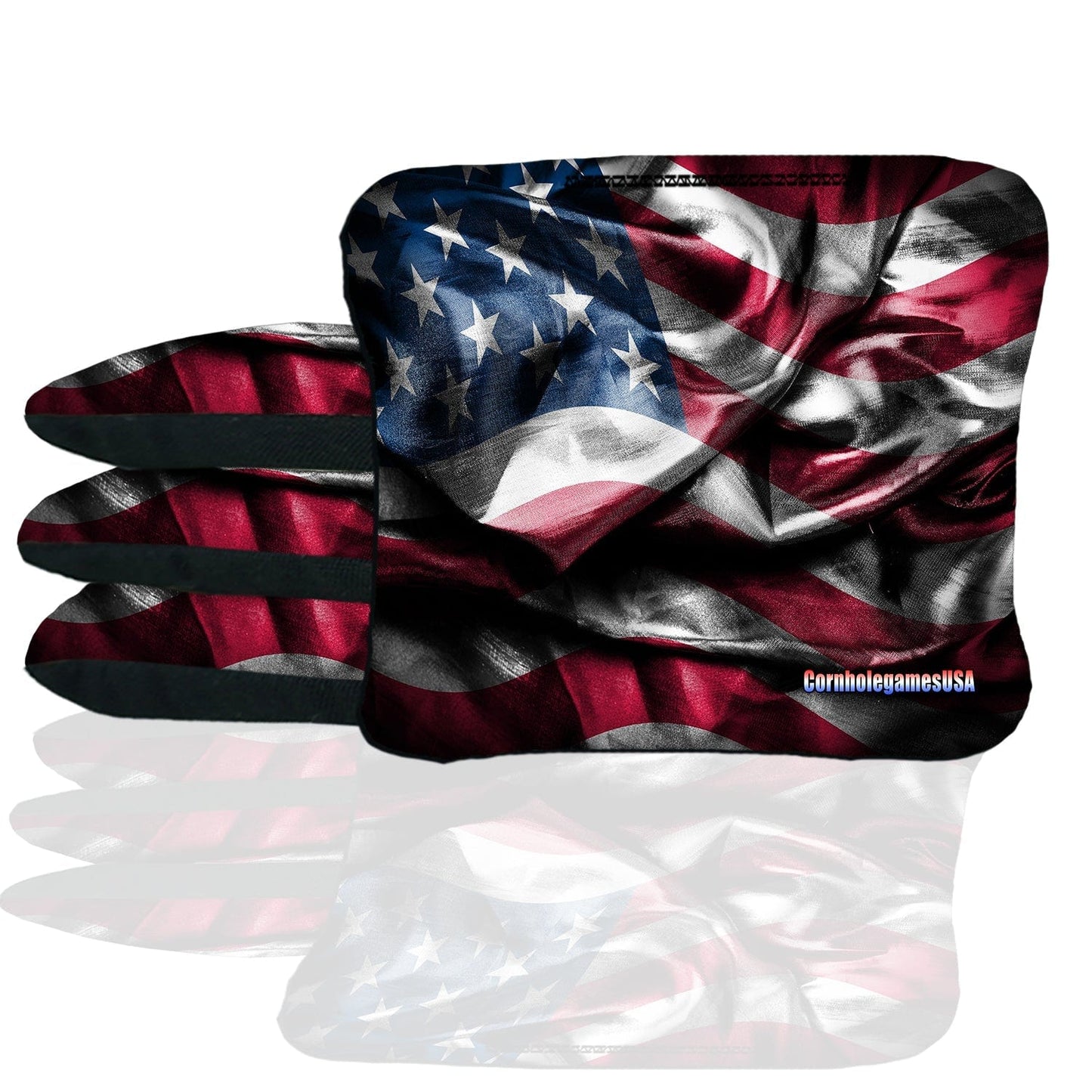 Wavy American Flag #2 Stick & Slide Cornhole Bags