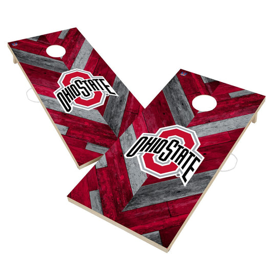 Ohio State University Buckeyes OSU Cornhole Board Set - Herringbone Design