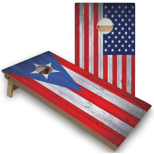 Puerto Rico & USA Flag All-Weather Cornhole Set