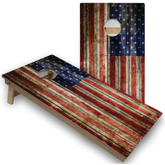 American Flag Rustic All-Weather Cornhole Set V3