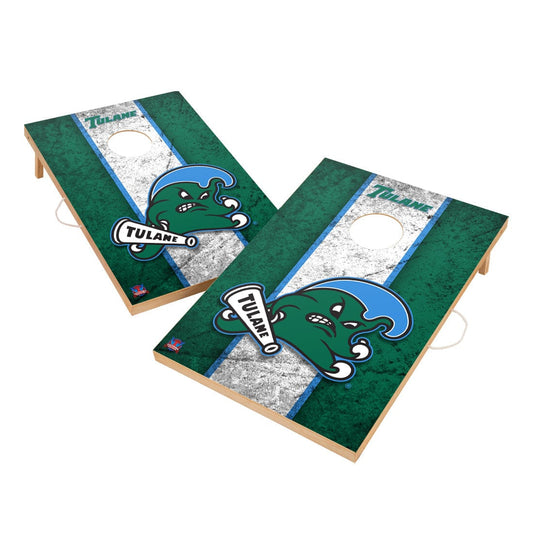 Vintage Tulane University Green Wave Solid Wood 2x3 Cornhole Set